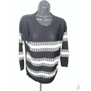 oneA Knit Sweater Women XL 100% Acrylic Black White Made In USA